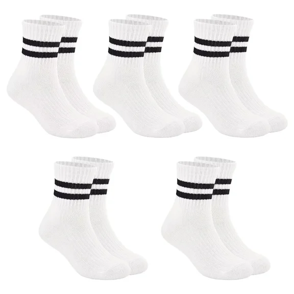 Boys & Girls Crew Socks - Cotton Athletic Socks, 5 Pairs (1-12 Years)