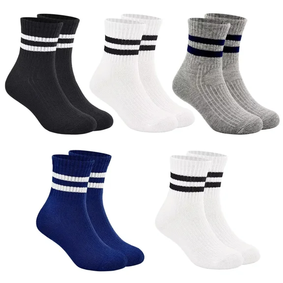 Boys & Girls Crew Socks - Cotton Athletic Socks, 5 Pairs (1-12 Years)