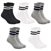 HYCLES Boys & Girls Crew Socks - Cotton Athletic Socks, 5 Pairs (1-12 Years)