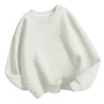 thumbnail image 1 of Boys and Girls Crewneck Sweatshirt Youth Sweatshirts Long Sleeve Basic Pullover Soft Pullover for Kids Casual Solid Color Oversized Pullover Sweatshirts Crew Neck Cute Pullover 3-11 Years, 1 of 3