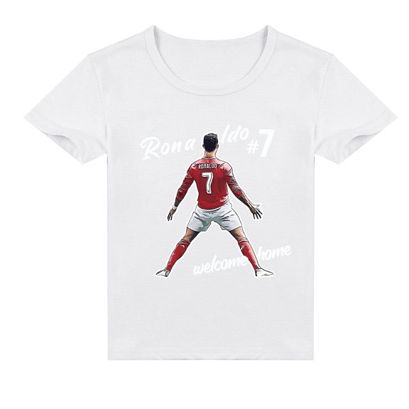 Boys Girls Cristiano Ronaldo Breathable Cotton Short Sleeve T-shirt Top Kids Print Casual Summer Clothes
