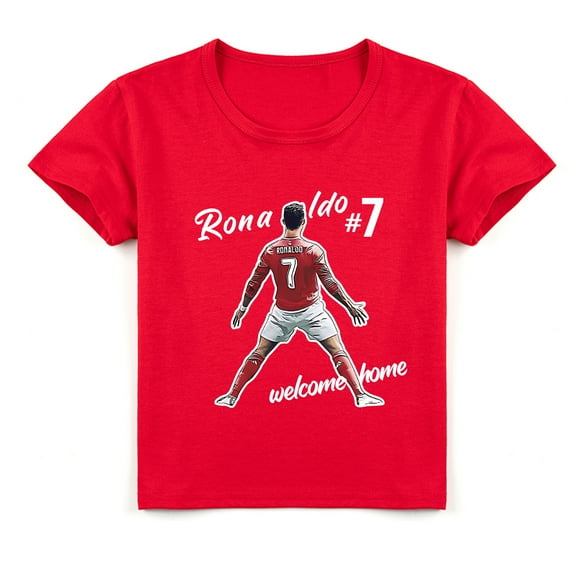 Boys Girls Cristiano Ronaldo Breathable Cotton Short Sleeve T-shirt Top Kids Print Casual Summer Clothes