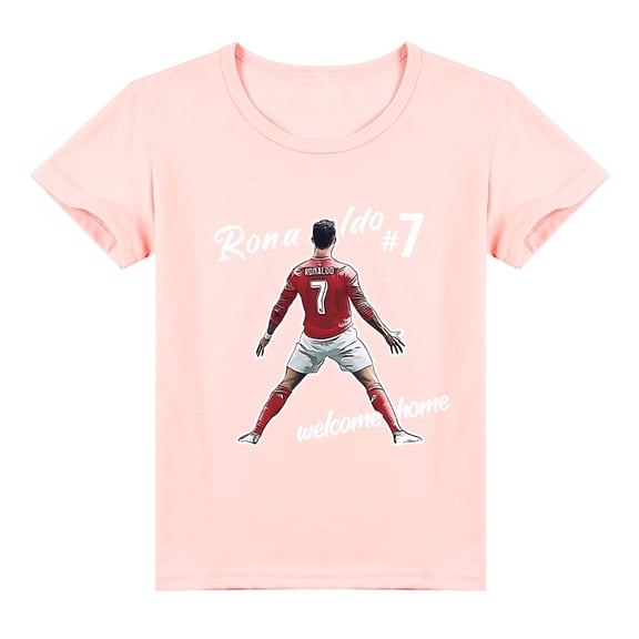 Boys Girls Cristiano Ronaldo Breathable Cotton Short Sleeve T-shirt Top Kids Print Casual Summer Clothes
