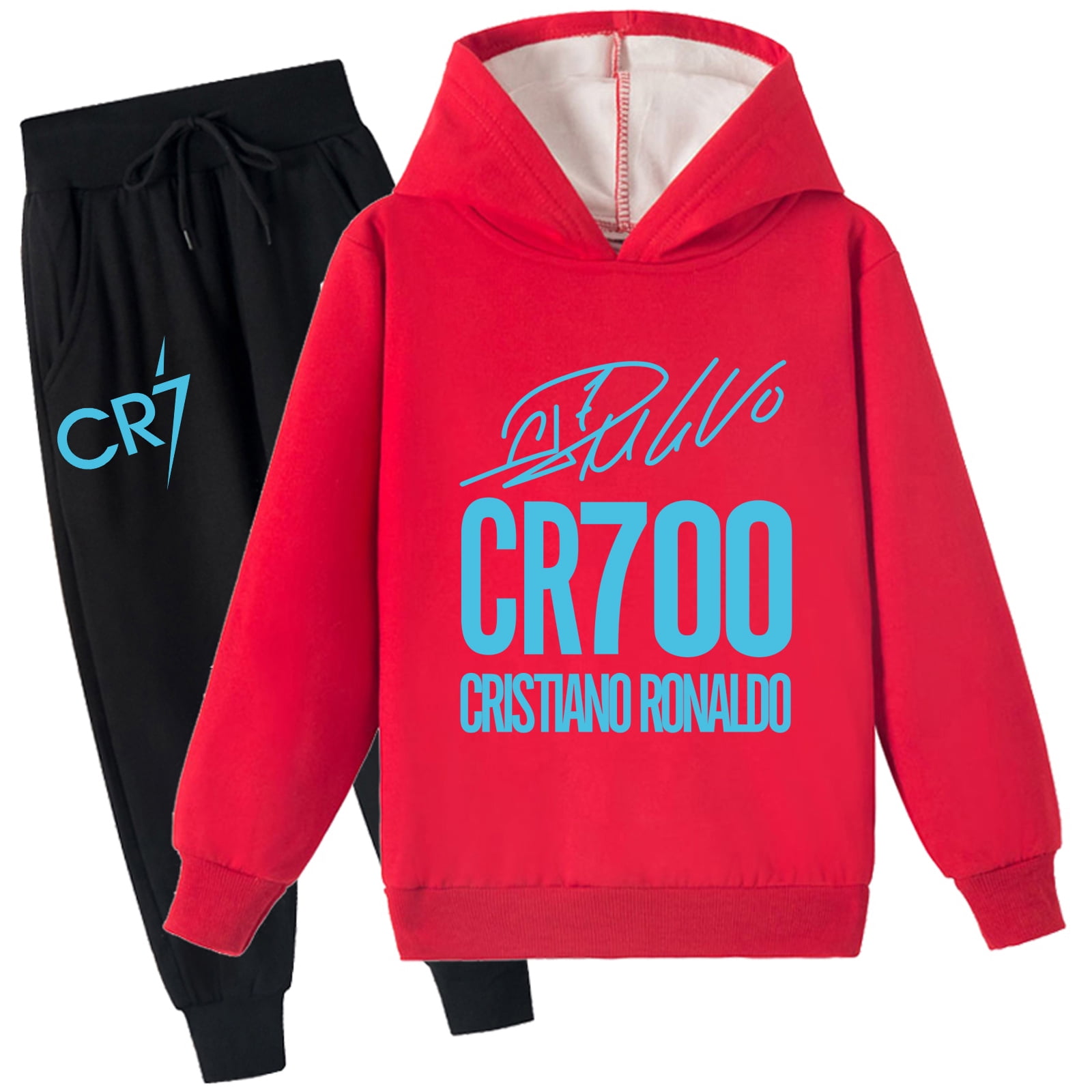 Boys Girls Cristiano Ronaldo Brushed Warm Fleece Hooded Sweatshirt Long ...