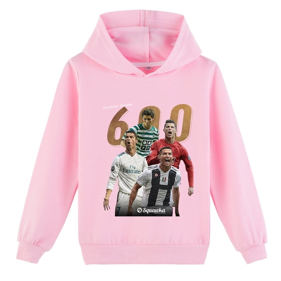 Boys Girls Cristiano Ronaldo Comfy Pullover Hoodie Loose Fit Tops Cotton Sweatshirt with Hooded Autumn Tops