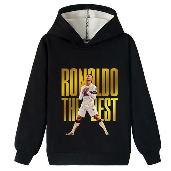 Boys Girls Cristiano Ronaldo Design Brushed Pullover Hoodies - Comfort and Style for Winter Days