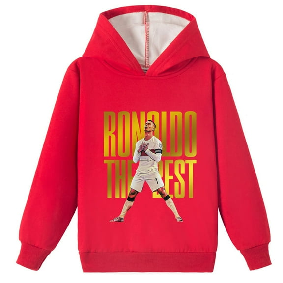 Boys Girls Cristiano Ronaldo Design Brushed Pullover Hoodies - Comfort and Style for Winter Days