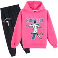 thumbnail image 1 of Boys Girls Cristiano Ronaldo Graphic Cotton Pullover Sweatshirt with Hood Sweatpants 2 Pieces Sport Sweatsuit Outfits, 1 of 3