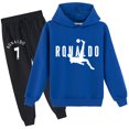 thumbnail image 1 of Boys Girls Cristiano Ronaldo Graphic Pullover Sweatshirt with Hood Sweatpants 2 Pieces Sweatsuit Outfits Clothes, 1 of 3