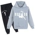 thumbnail image 1 of Boys Girls Cristiano Ronaldo Graphic Pullover Sweatshirt with Hood Sweatpants 2 Pieces Sweatsuit Outfits Clothes, 1 of 3