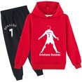 thumbnail image 1 of Boys Girls Cristiano Ronaldo Hoodies Loose Sweatshirts Print Graphic Spring Autumn Hooded Long Pants Sets for 2-12 Years, 1 of 3