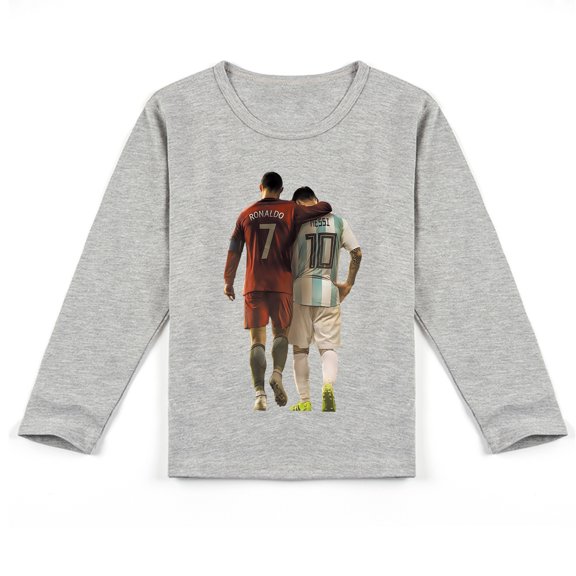 Boys Girls Cristiano Ronaldo Long Sleeve T-shirt, Comfortable Cotton with Cool Print
