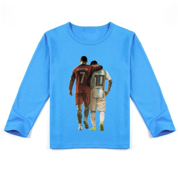 Boys Girls Cristiano Ronaldo Long Sleeve T-shirt, Comfortable Cotton with Cool Print