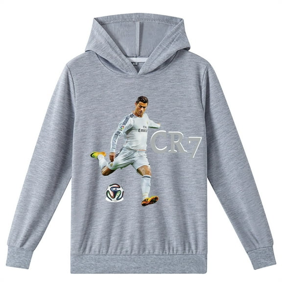 Boys Girls Cristiano Ronaldo Pullover Hooded Sweatshirt-CR7 Long Sleeve Graphic Hoodies Tops for 8-16 Years