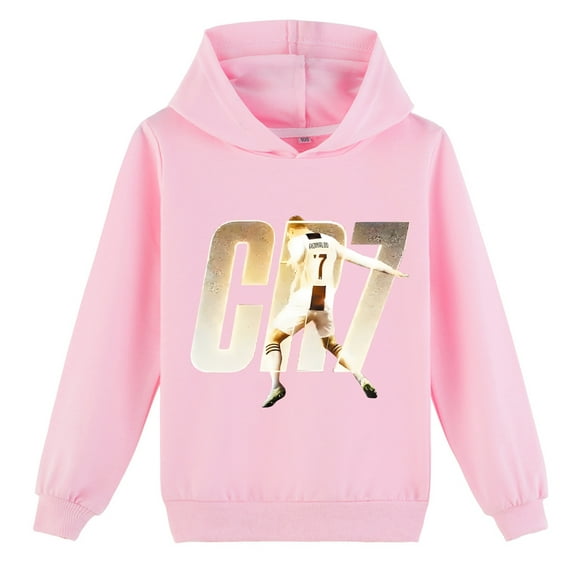Boys Girls Cristiano Ronaldo Pullover Hoodie, Long Sleeve, Kids Casual Clothes