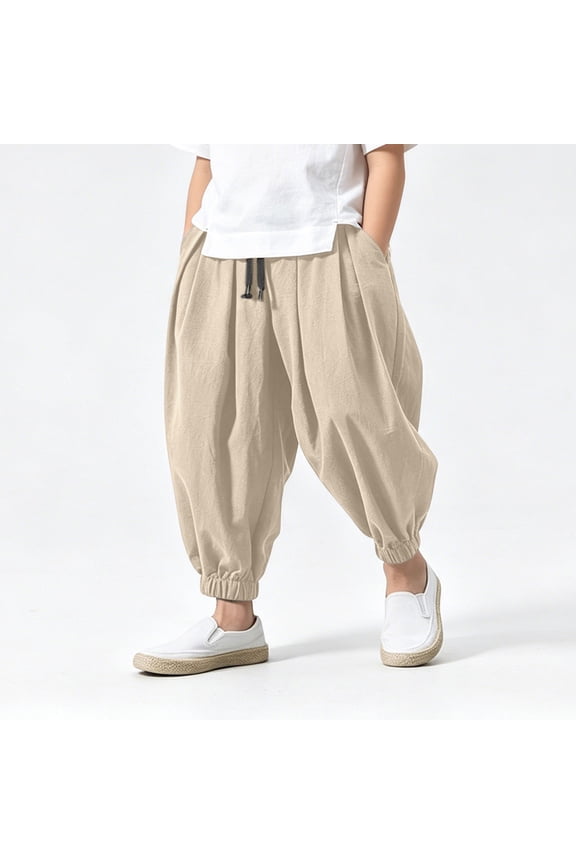 Boys Girls Wide Leg Pants Size 2-12Y Washed Crinkle Loose Fit Casual Trousers for Summer Spring