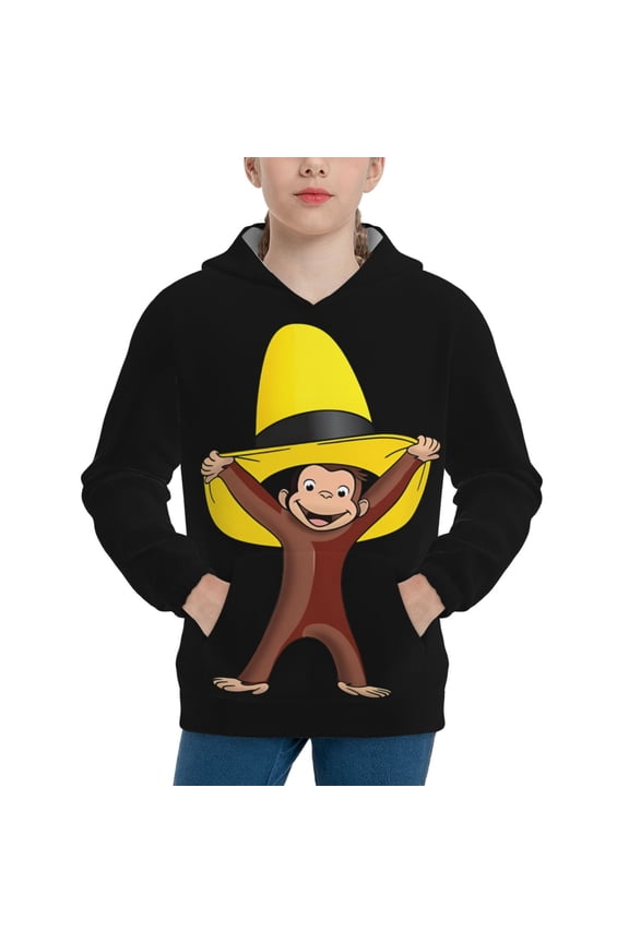 Boys Girls Curious George Sweatshirt for Fans Gift Kids 3D Figure Printed Teen Hoodie Outfits