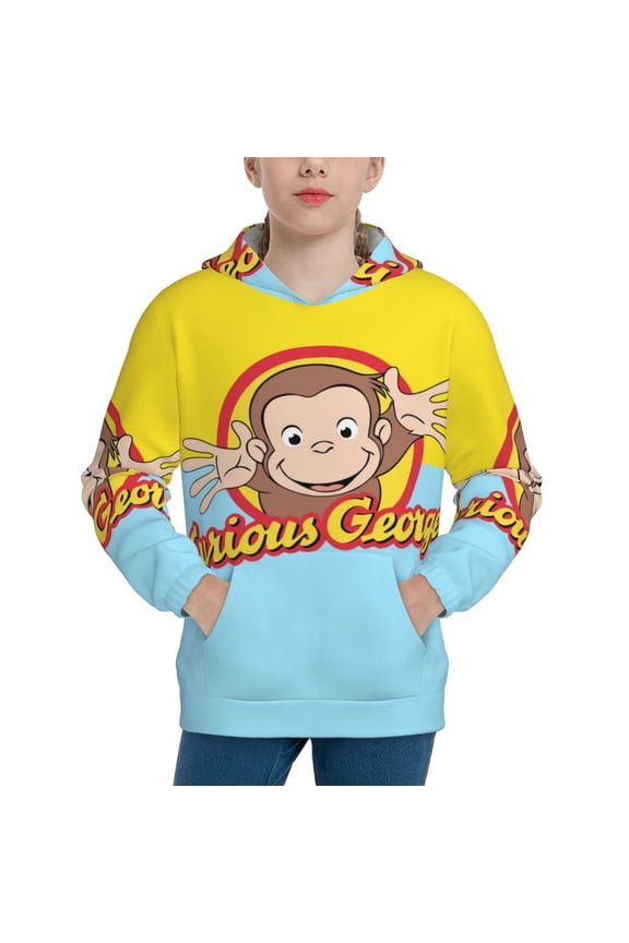 Boys Girls Curious George Sweatshirt for Fans Gift Kids 3D Figure Printed Teen Hoodie Outfits