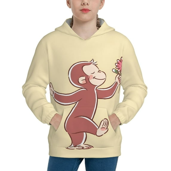 Boys Girls Curious George Sweatshirt for Fans Gift Kids 3D Figure Printed Teen Hoodie Outfits