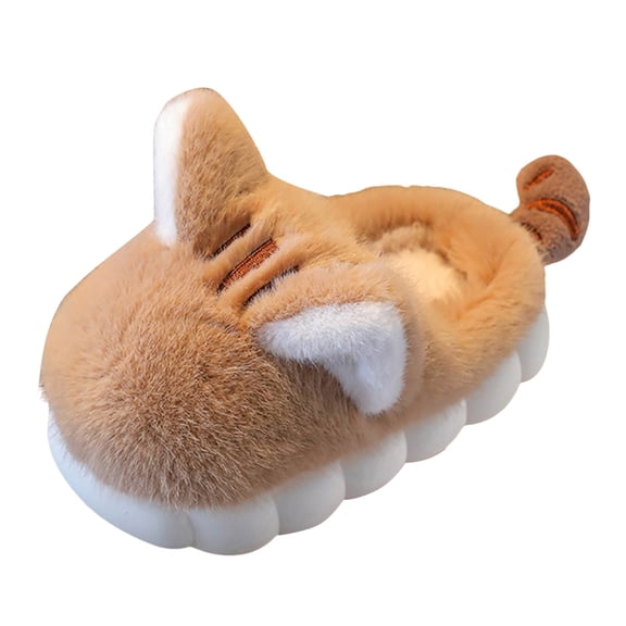 Boys Girls Cute Cat Ear Platform Slipper Fleece Lined Non Slip Winter Warm House Slippers Comfortable Slip On Home Shoes Brown Size 12 Little Child