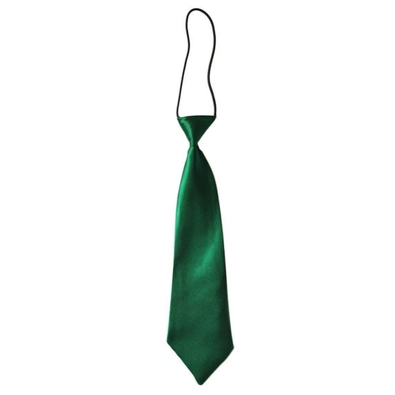 Boys Girls Cute Decoration Solid Color Short Style Classic Satin No Small Tie Elastic Neck Tie Wedding School Kids Tie DARK GREEN