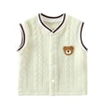 thumbnail image 1 of Boys Girls Cute Knit Vest Jacket Bear Fleece Lined Sleeveless V-Neck Snap Outerwear Kids Fall Winter Casual Thermal Comfy Outfits Green 12-18 Months, 1 of 5