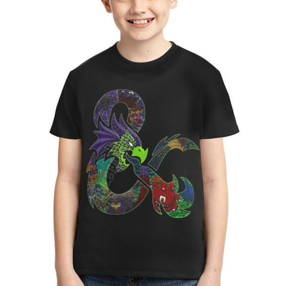 Boys Girls DND Dungeons And Dragons T-Shirts 3D Printed Novelty Short Sleeve Shirts Kids Youth Game Cartoon Tee Shirts Summer Tops