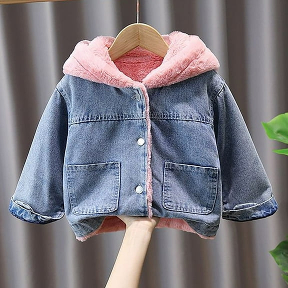 Boys Girls Denim Jacket Toddler Jean Jacket Button Down Fashion Jeans Coat with Pockets Long Sleeve Outwear for Kids Pink 5-6 Years