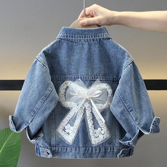 Boys Girls Denim Jacket Toddler Jean Jacket Button Down Fashion Jeans Coat with Pockets Long Sleeve Outwear for Kids White 4-5 Years