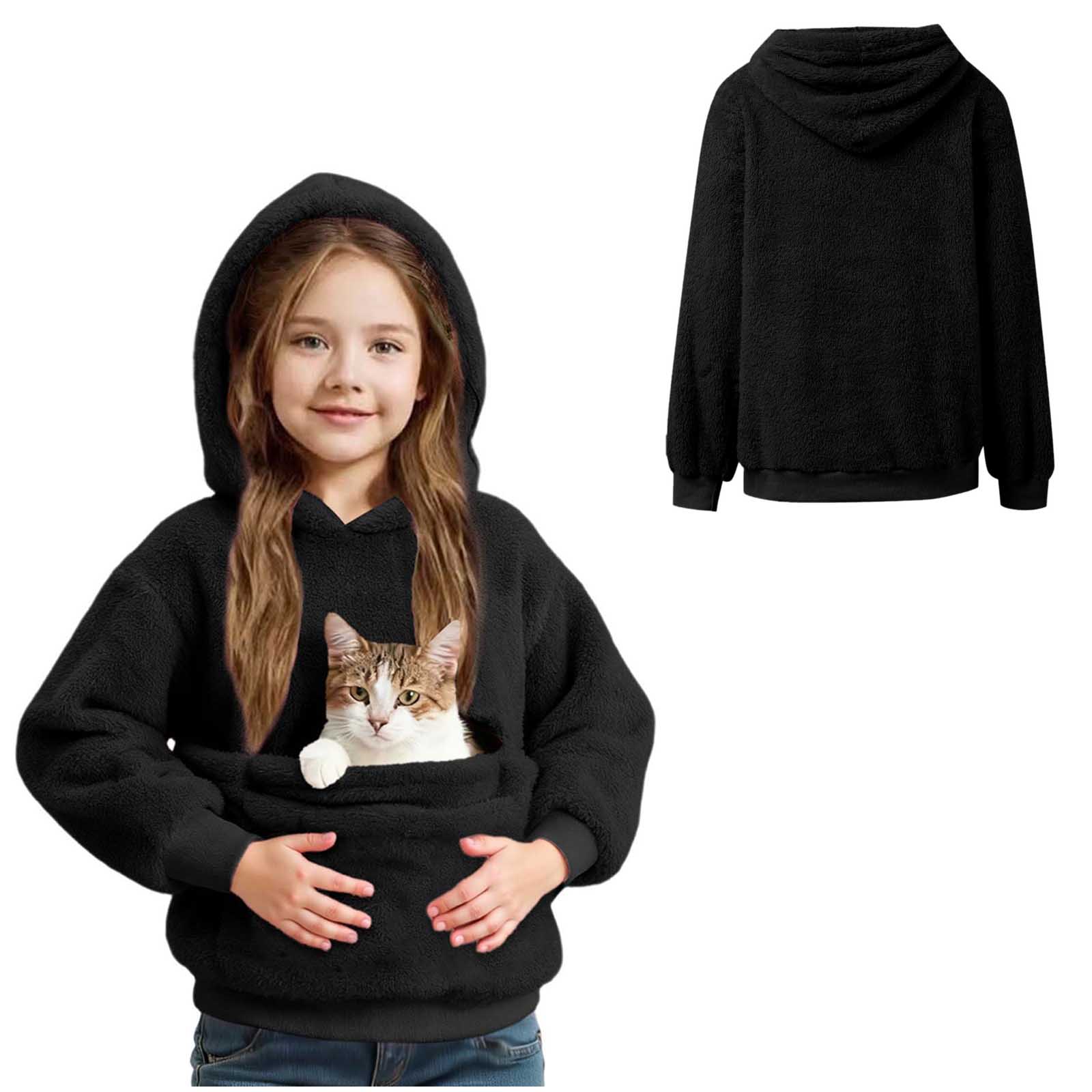 Boys Girls Dog Hoodie with Pouch Fuzzy Sweatshirt Dog Carrier Long Sleeve Dog Pocket Hoodie Fall Clothes 9-10 Years