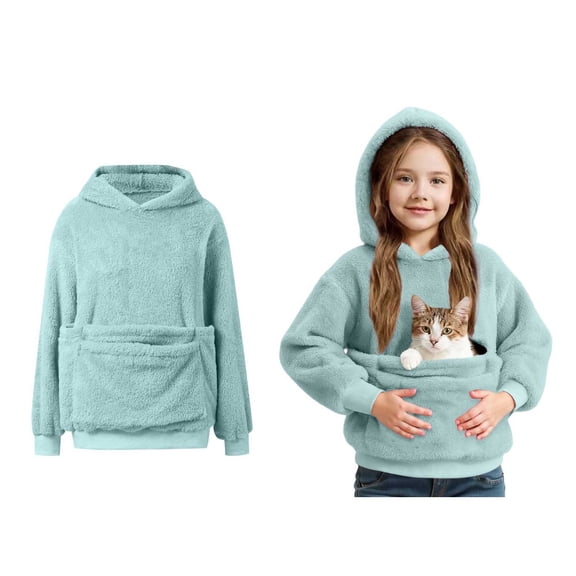 Boys Girls Dog Pouch Hoodies Fuzzy Pet Hoodie Carrier Sling Long Sleeve Pet Pocket Sweatshirt Fall Clothes 3-4 Years