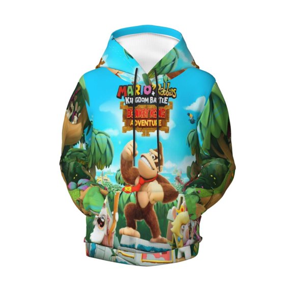 Boys Girls Don-key Kon Pullover Hoodies 3D Print Novelty Colorful Kids Hoodie Sweatshirts With Pocket