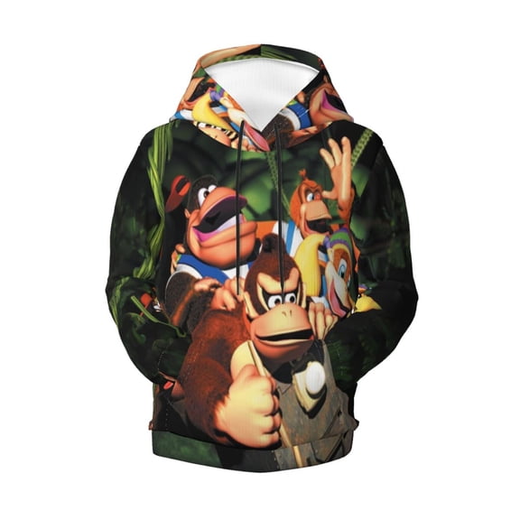 Boys Girls Don-key Kon Pullover Hoodies 3D Print Novelty Colorful Kids Hoodie Sweatshirts With Pocket