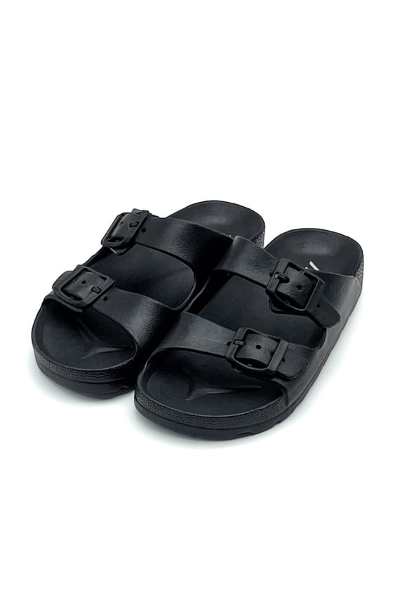 Boys Girls Double Buckle Slide Sandals, Non-Slip Cloud Slides for Kids, Soft Toddler Pillow Shower Bathroom Slippers Beach Pool Indoor Summer Home House Shoes