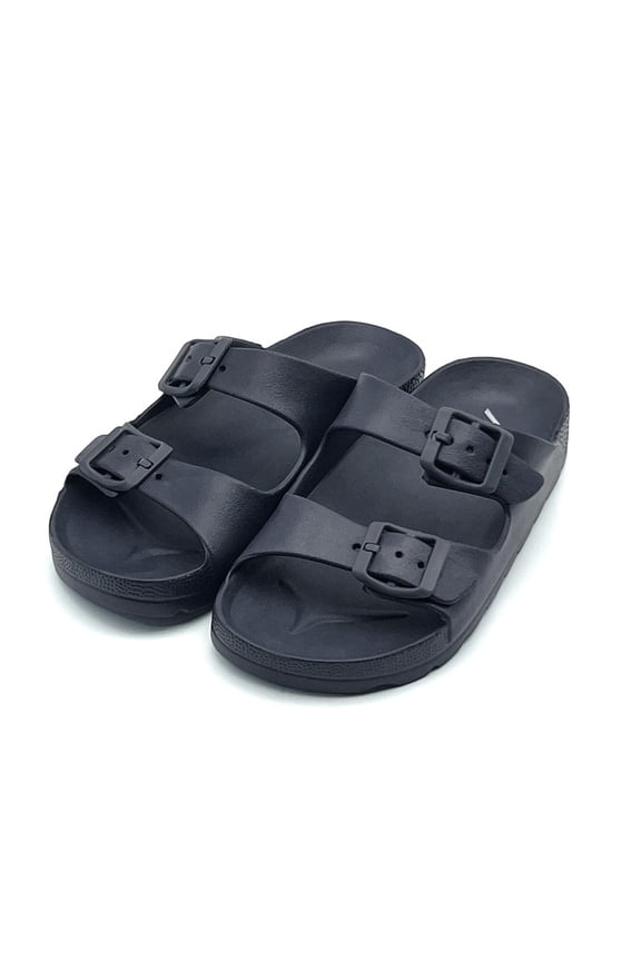 Boys Girls Double Buckle Slide Sandals, Non-Slip Cloud Slides for Kids, Soft Toddler Pillow Shower Bathroom Slippers Beach Pool Indoor Summer Home House Shoes