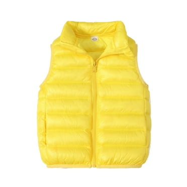 Boys Girls Down Vest Lightweight Water-Resistant Packable Hooded Puffer Jacket Full-zip 2-10T Kids Outwear, 8 Years Yellow