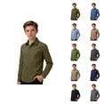 thumbnail image 1 of Boys Girls Dress Shirt Spring Fall Cotton Linen Long Sleeve Button Down Lapel Collared Shirts, 1 of 5