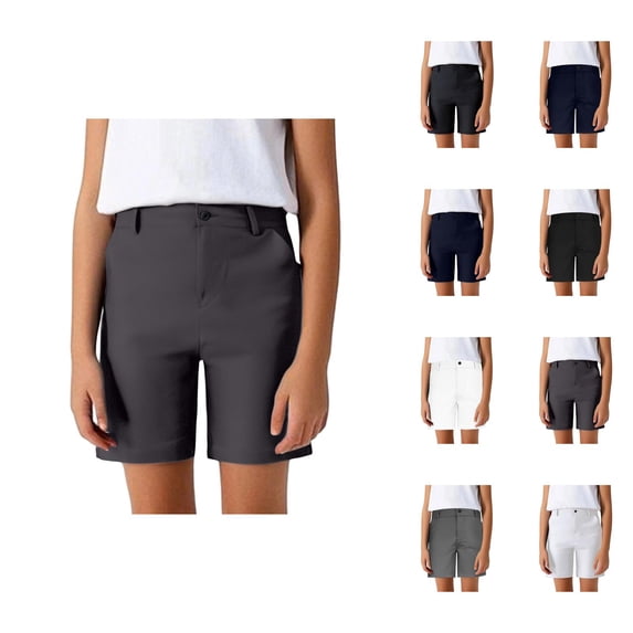 Boys Girls Dress Shorts with Pockets Summer Casual Lightweight Straight Leg Loose Shorts Kids School Uniform 4-18 Years