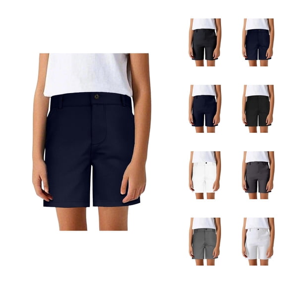 Boys Girls Dress Shorts with Pockets Summer Casual Lightweight Straight Leg Loose Shorts Kids School Uniform 4-18 Years
