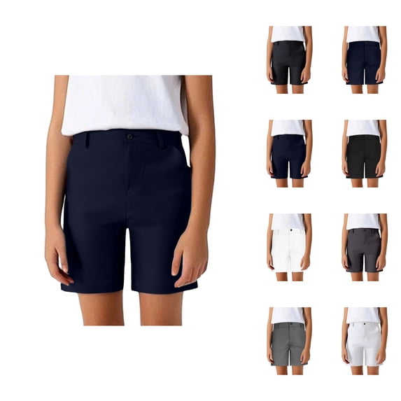 Boys Girls Dress Shorts with Pockets Summer Casual Lightweight Straight Leg Loose Shorts Kids School Uniform 4-18 Years