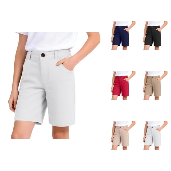 Boys Girls Dress Shorts with Pockets Summer Lightweight Elastic Waist Straight Leg Loose Shorts School Uniform 5-16 Years