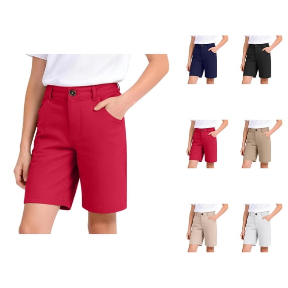 Boys Girls Dress Shorts with Pockets Summer Lightweight Elastic Waist Straight Leg Loose Shorts School Uniform 5-16 Years