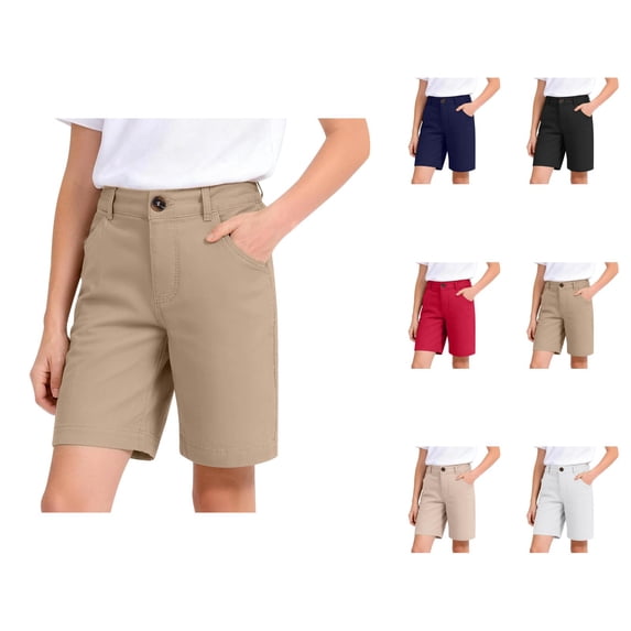 Boys Girls Dress Shorts with Pockets Summer Lightweight Elastic Waist Straight Leg Loose Shorts School Uniform 5-16 Years