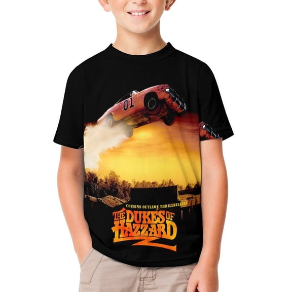 Boys Girls Dukes Orange Car Haz-zard T-Shirts 3D Graphic Shirts Kids Youth Short Sleeve Tees