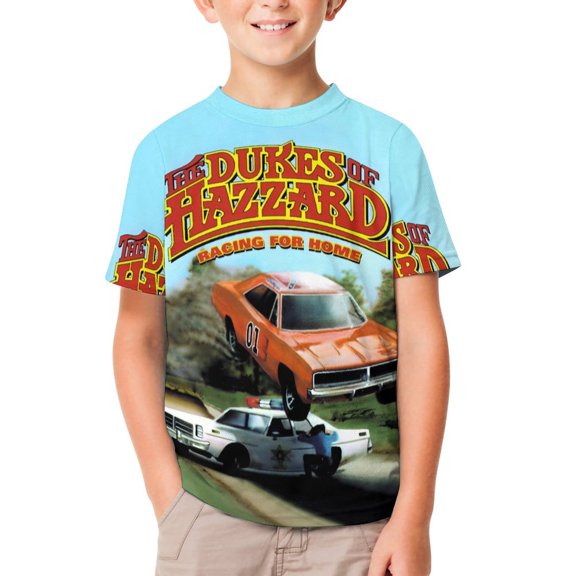 Boys Girls Dukes Orange Car Haz-zard T-Shirts 3D Graphic Shirts Kids Youth Short Sleeve Tees