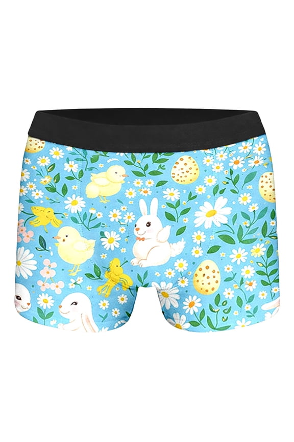 Boys Girls Easter Bunny Egg Print Underwear Adorable Cartoon Design Breathable Briefs Comfortable Everyday Soft Light Blue 3 Years-4 Years