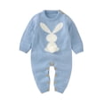 thumbnail image 1 of Boys Girls Easter Bunny Knit Sweater Romper Long Sleeve Jumpsuit Clothes, 1 of 9