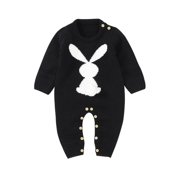 Boys Girls Easter Bunny Knit Sweater Romper Long Sleeve Jumpsuit Clothes