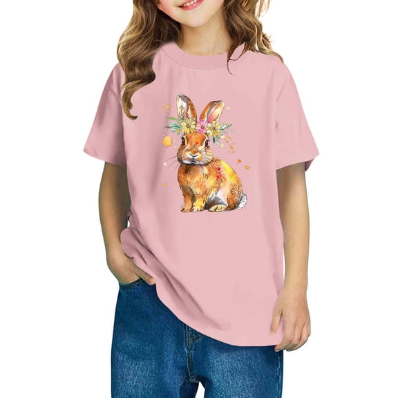 Boys Girls Easter Short Sleeve T Shirts Graphic Printed Tops for Kids 2-10T Pink A 7-8 Years