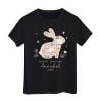 Boys Girls Easter T-Shirt Easter Print Short Sleeve Pullover Shirt Plus Size Lightweight Trendy Tops for Teens,Black,110